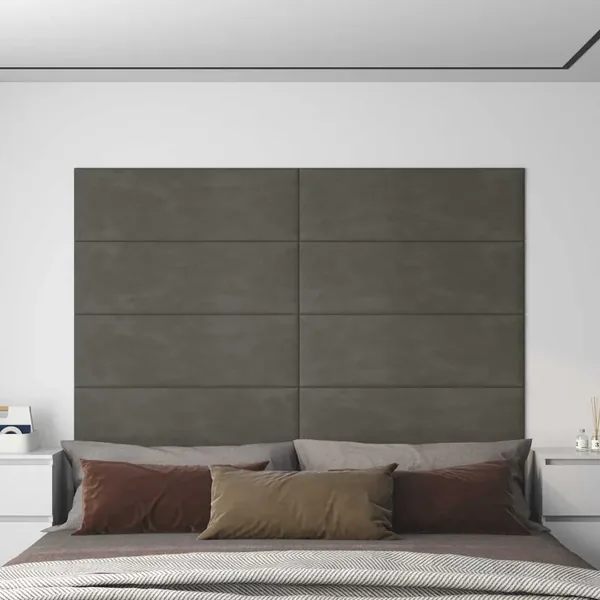 Tête de lit murale 12 pcs Gris foncé Velours