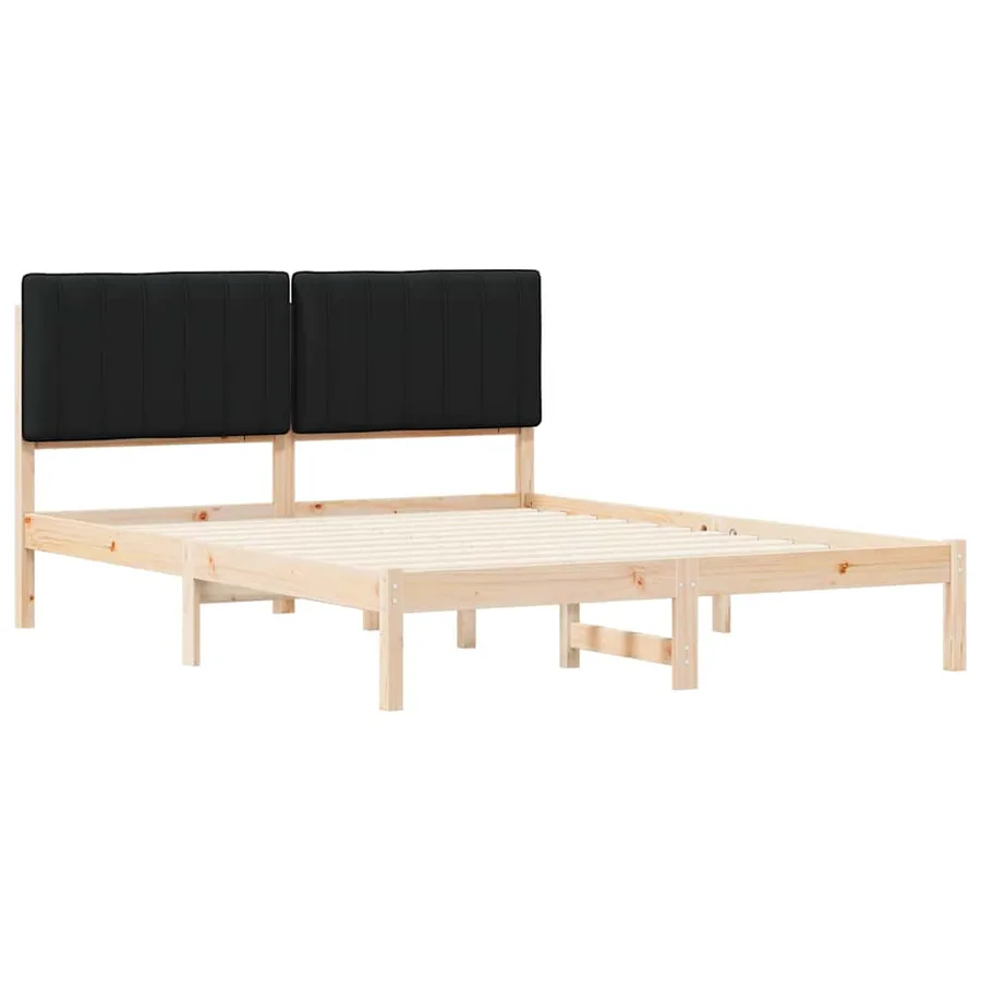 Cadre de lit avec tête de lit rembourrée Noir 150 x 200 cm - 4