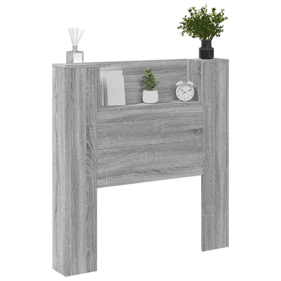 Tête de lit de rangement avec LED Sonoma gris Bois d'ingénierie - 3