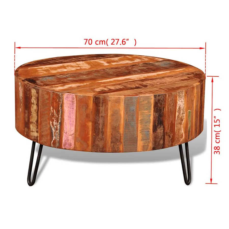 Table basse ronde Bois massif de récupération - 10