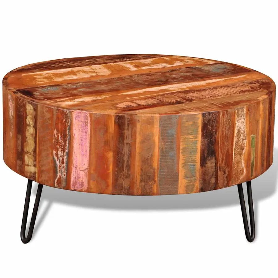 Table basse ronde Bois massif de récupération - 2