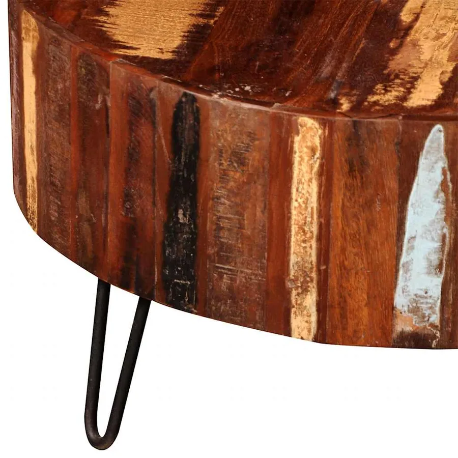 Table basse ronde Bois massif de récupération - 8