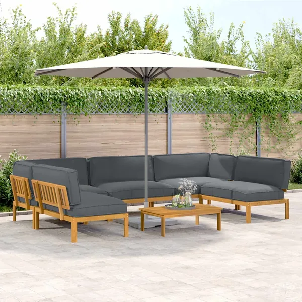 Ensemble de Canapés Uni 6 pcs Anthracite Bois d'Acacia Massif