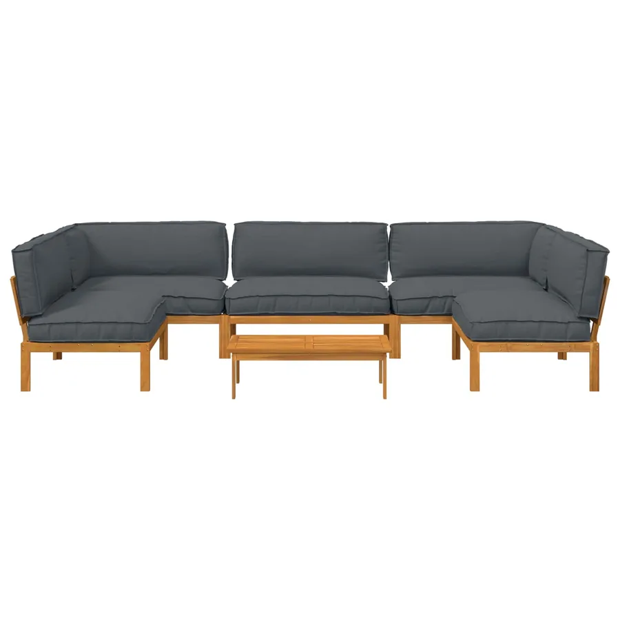 Ensemble de Canapés Uni 6 pcs Anthracite Bois d'Acacia Massif - 10