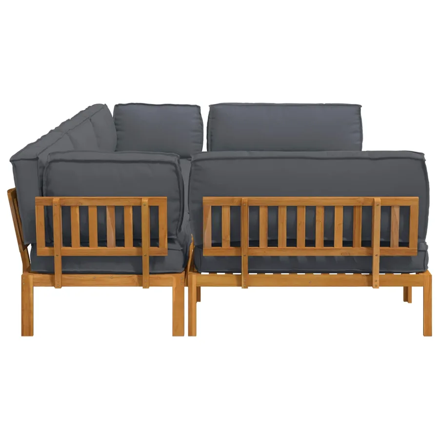 Ensemble de Canapés Uni 6 pcs Anthracite Bois d'Acacia Massif - 11