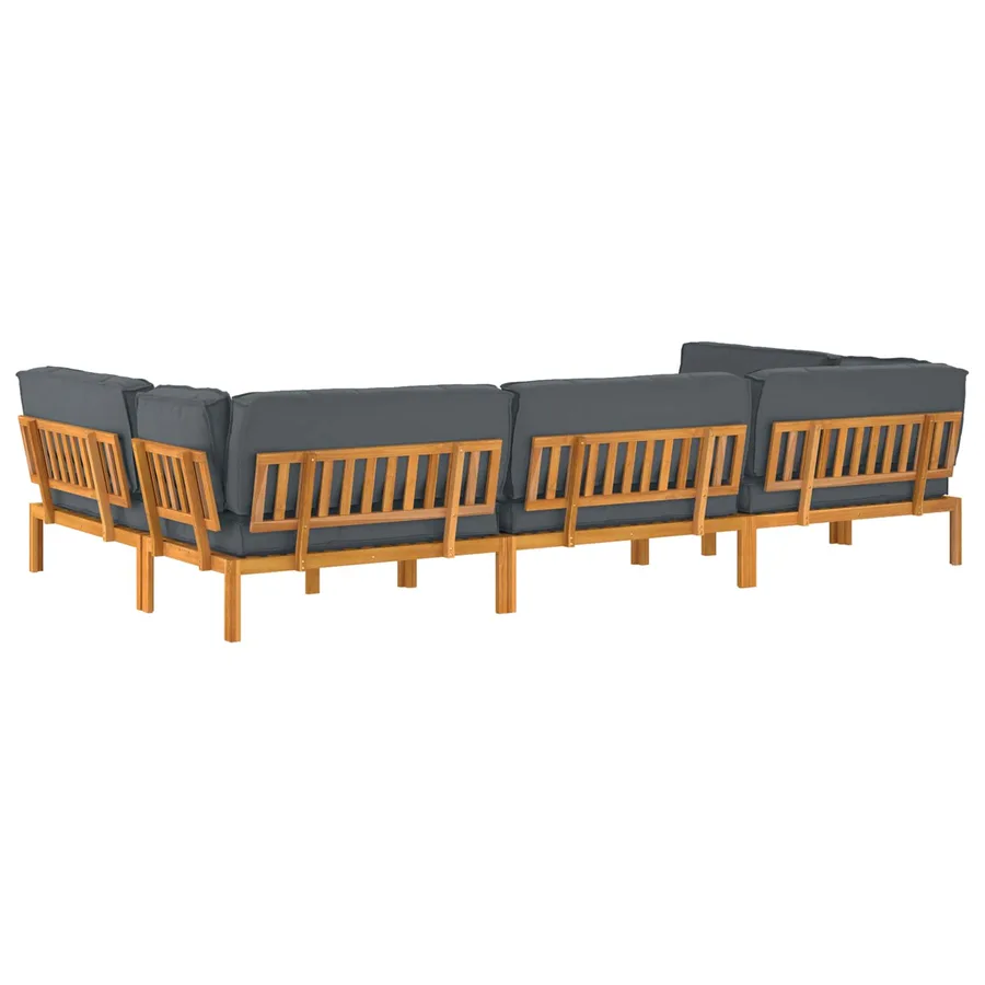 Ensemble de Canapés Uni 6 pcs Anthracite Bois d'Acacia Massif - 12