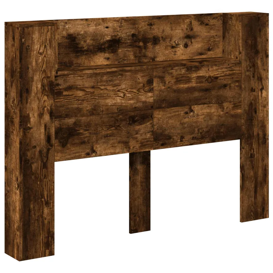 Tête de lit de rangement avec LED Chêne fumé Bois d'ingénierie - 2