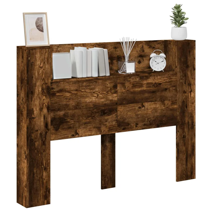 Tête de lit de rangement avec LED Chêne fumé Bois d'ingénierie - 3