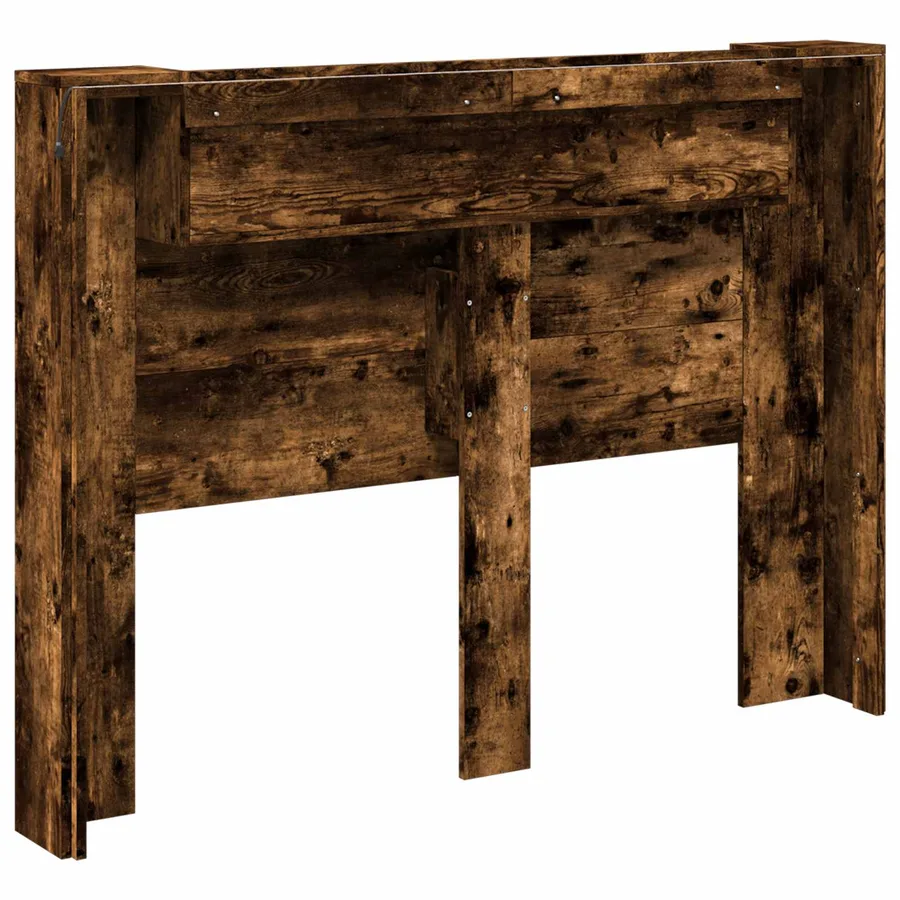 Tête de lit de rangement avec LED Chêne fumé Bois d'ingénierie - 7