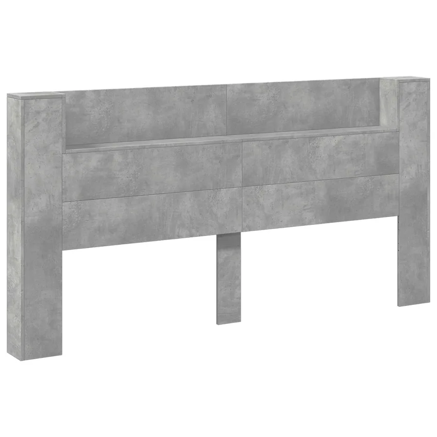 Tête de lit de rangement avec LED Gris béton Bois d'ingénierie - 2