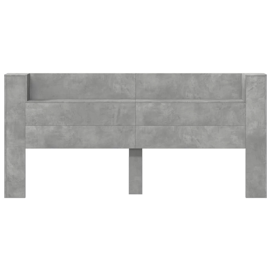 Tête de lit de rangement avec LED Gris béton Bois d'ingénierie - 5