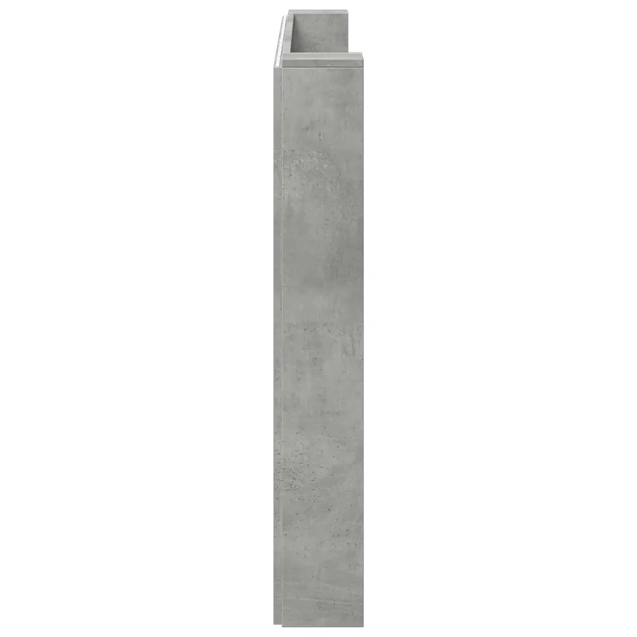 Tête de lit de rangement avec LED Gris béton Bois d'ingénierie - 6