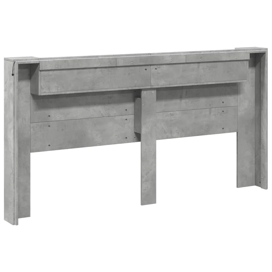 Tête de lit de rangement avec LED Gris béton Bois d'ingénierie - 7