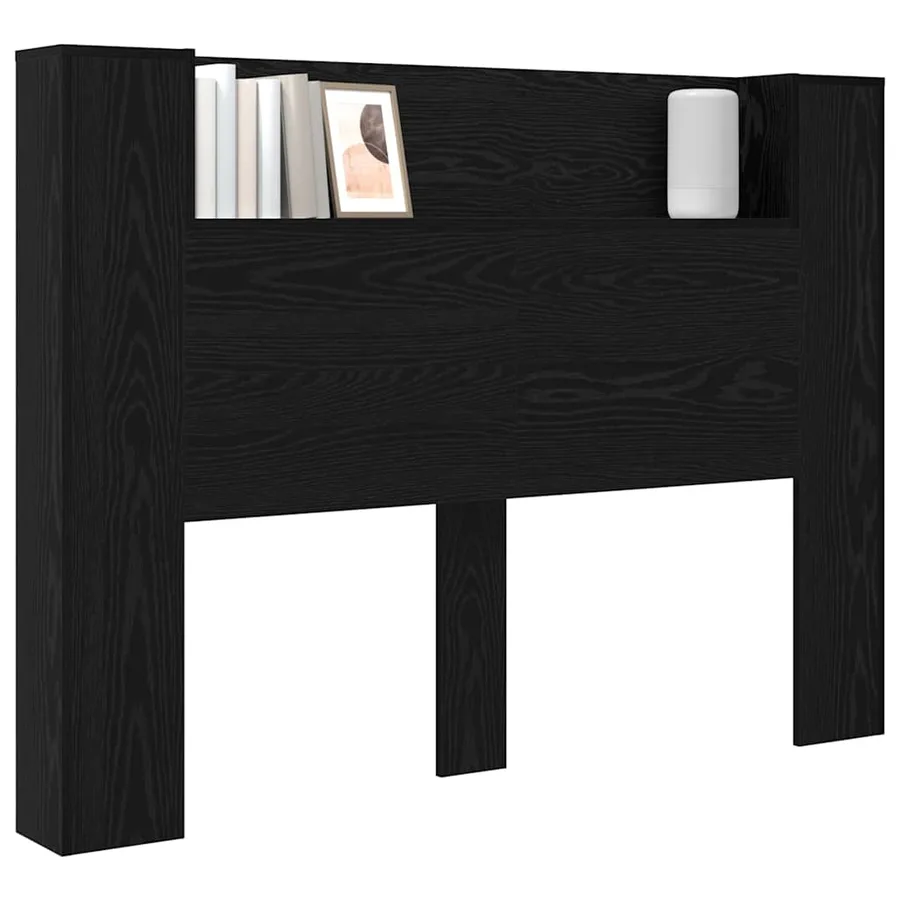 Tête de lit de rangement avec LED Chêne noir Bois d'ingénierie - 3