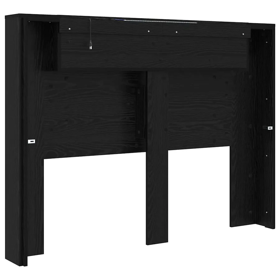 Tête de lit de rangement avec LED Chêne noir Bois d'ingénierie - 7