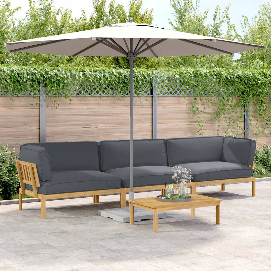Ensemble de Canapés Uni 4 pcs Anthracite Bois d'Acacia Massif