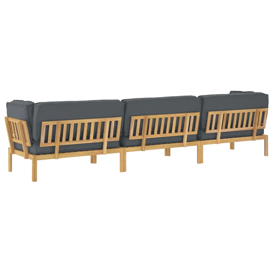 Ensemble de Canapés Uni 4 pcs Anthracite Bois d'Acacia Massif - 12