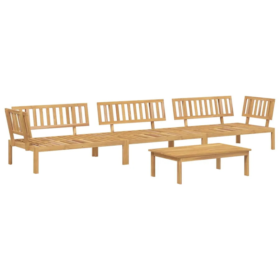 Ensemble de Canapés Uni 4 pcs Anthracite Bois d'Acacia Massif - 3