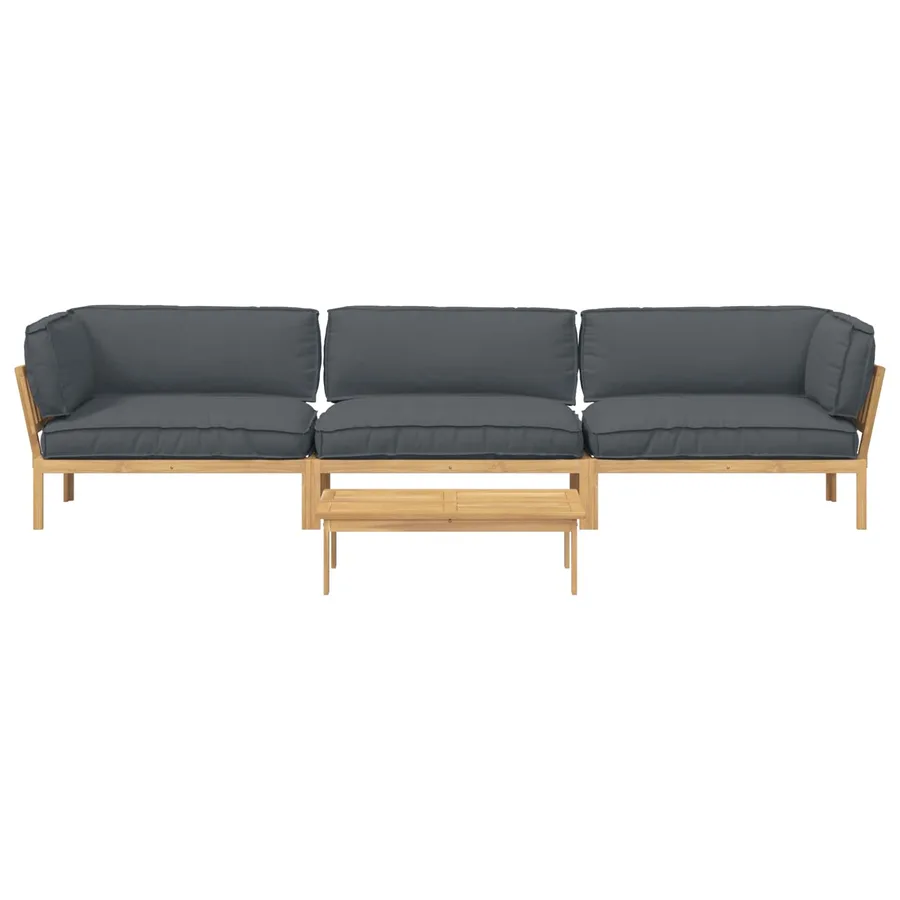 Ensemble de Canapés Uni 4 pcs Anthracite Bois d'Acacia Massif - 8