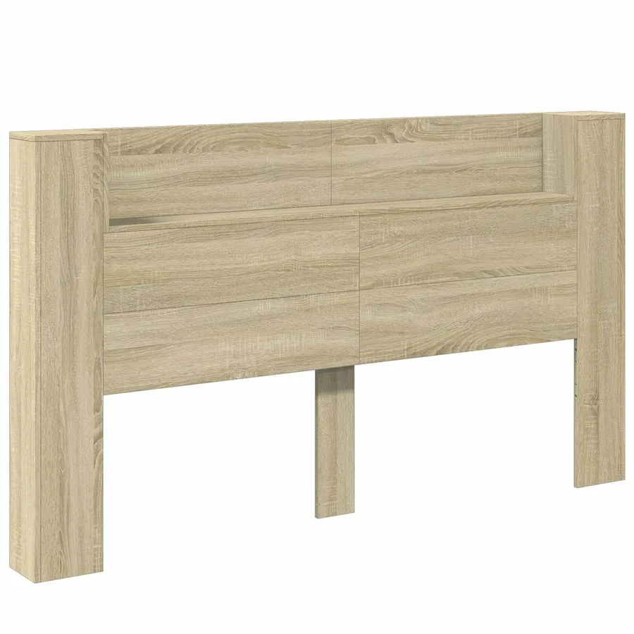Tête de lit de rangement avec LED Chêne Sonoma - 2