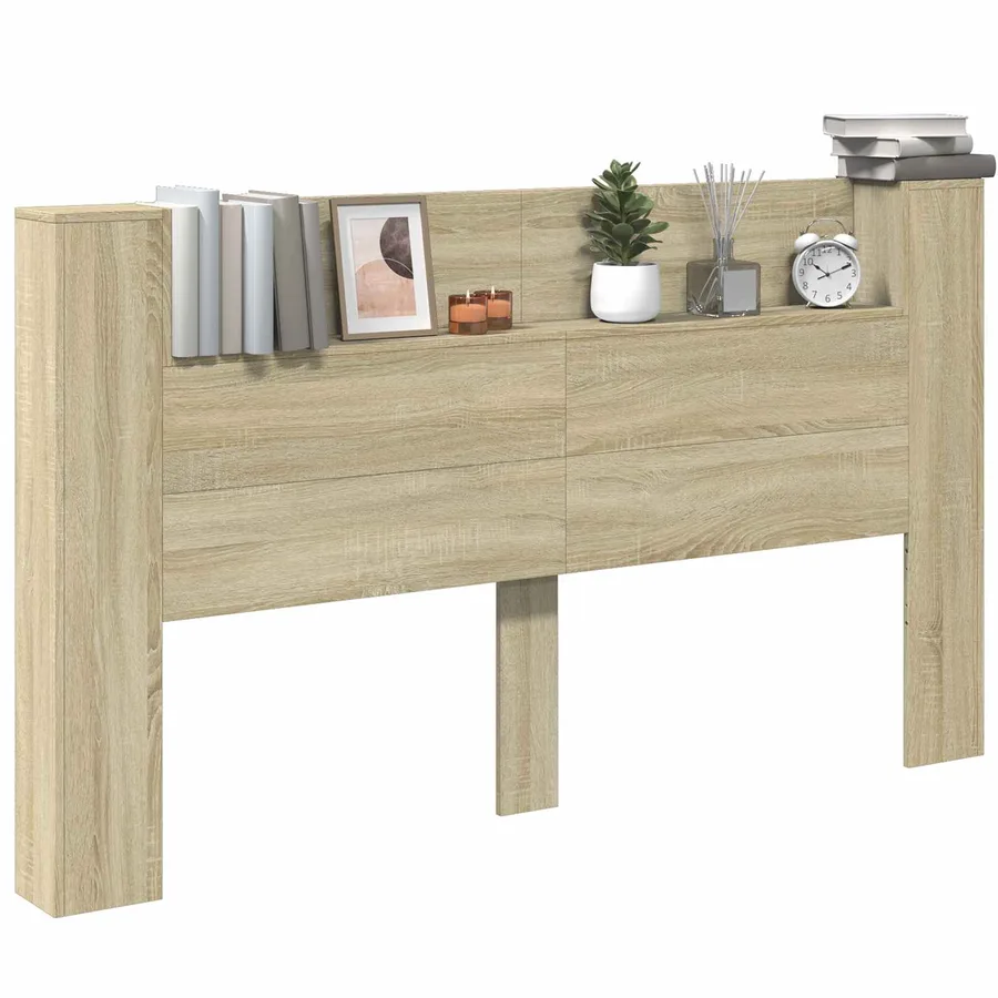 Tête de lit de rangement avec LED Chêne Sonoma - 3