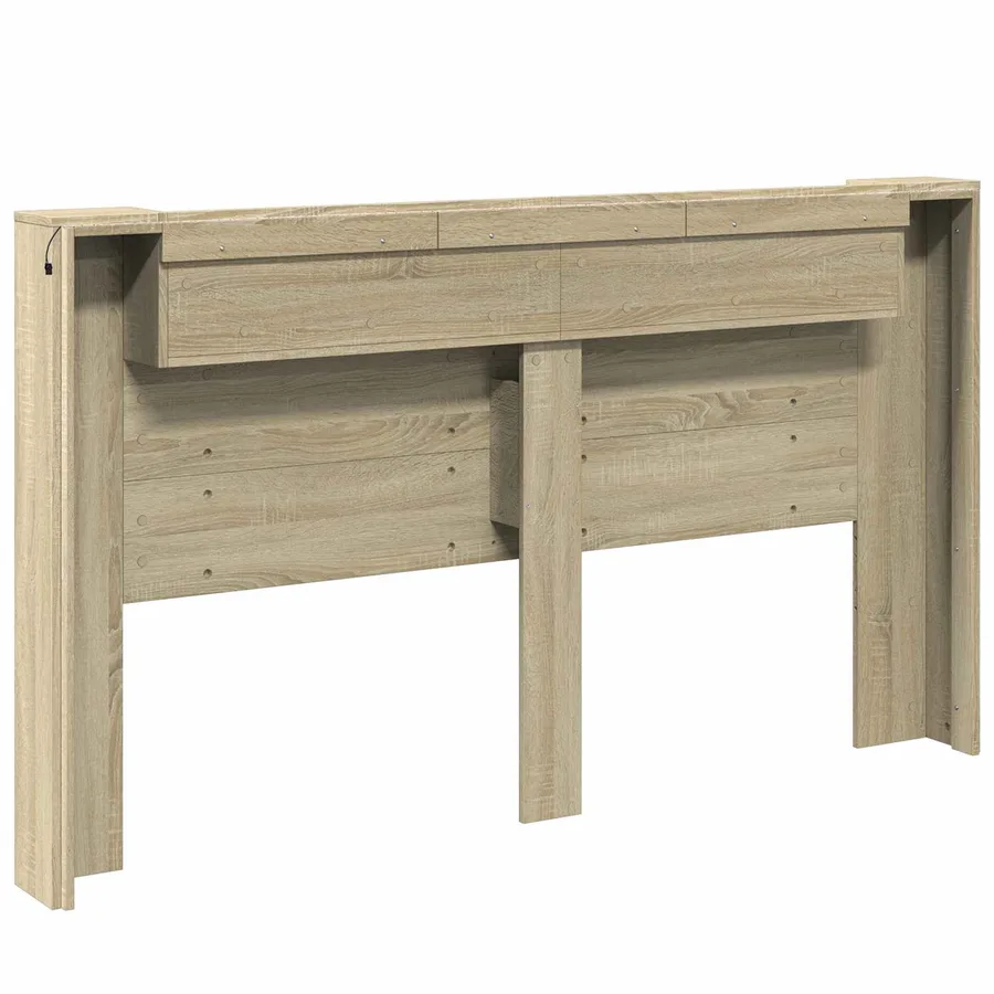 Tête de lit de rangement avec LED Chêne Sonoma - 7