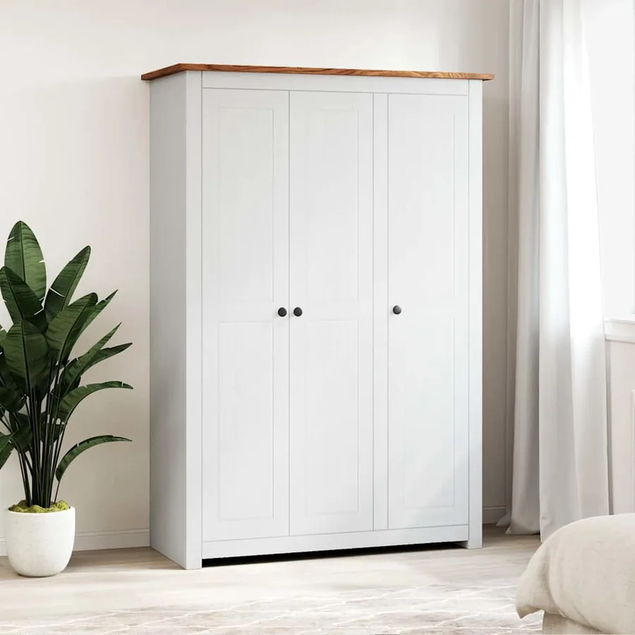 Garde-robe 3 portes Blanc 118x50x171,5cm Pin Assortiment Panama