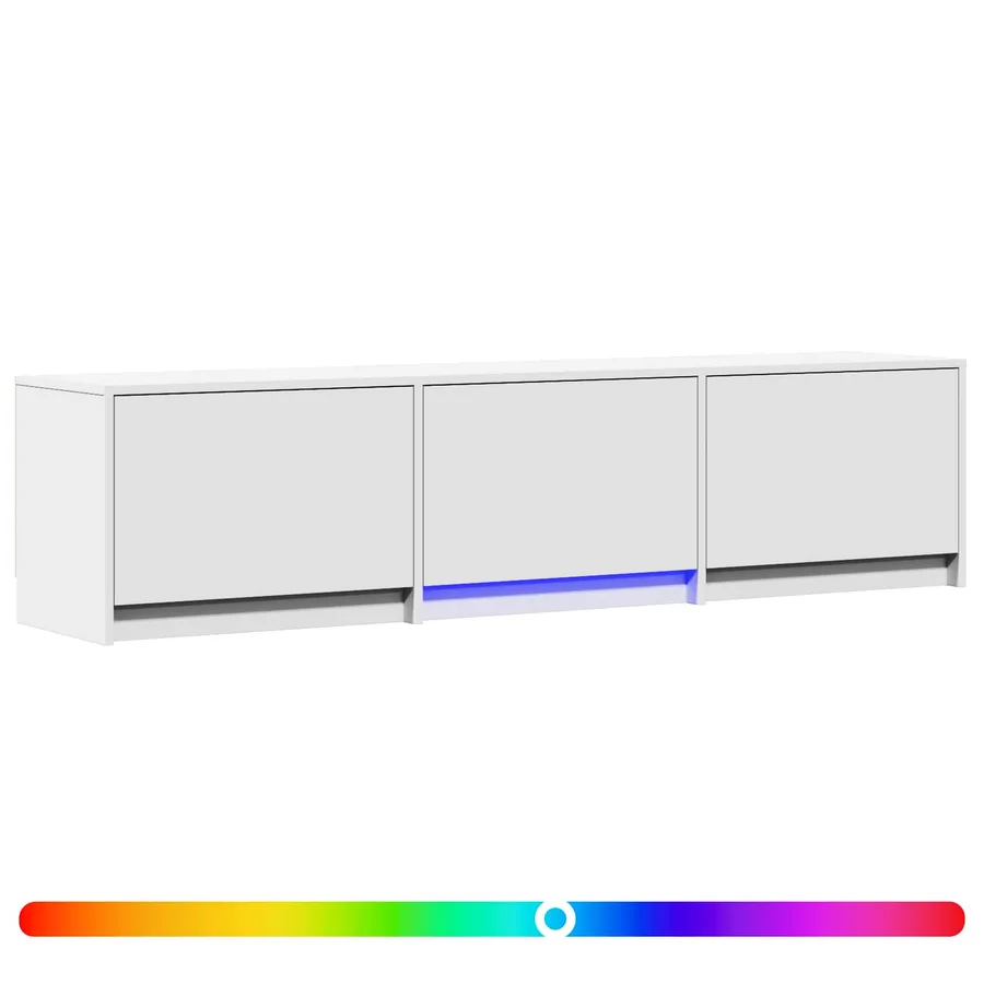Meuble TV avec LED 165 x 34 x 40 cm Blanc Bois d’ingénierie - 2