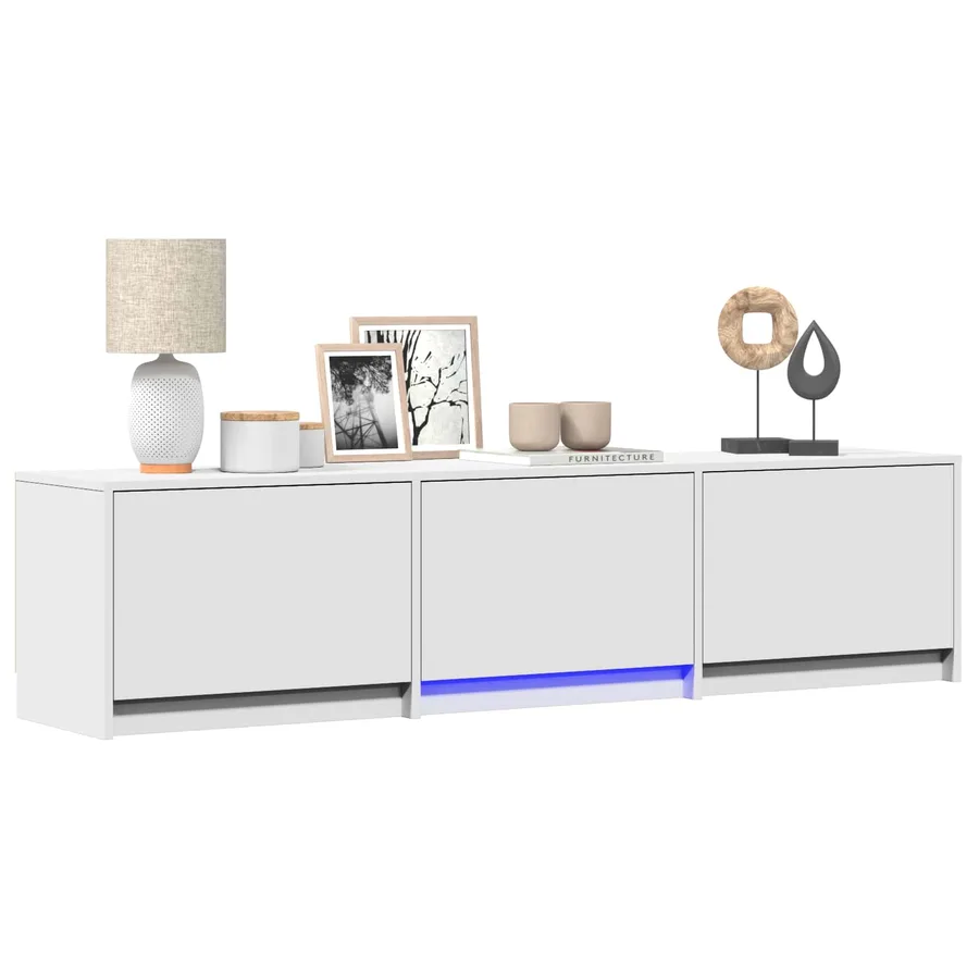 Meuble TV avec LED 165 x 34 x 40 cm Blanc Bois d’ingénierie - 3