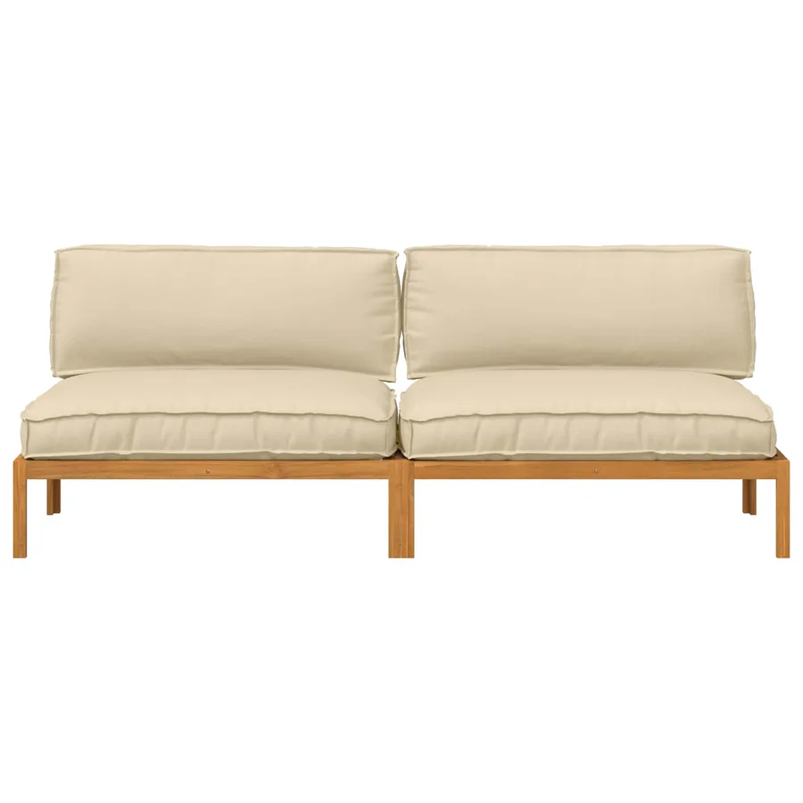 Ensemble de Canapés Uni 2 pcs Beige Bois d'Acacia Massif - 6