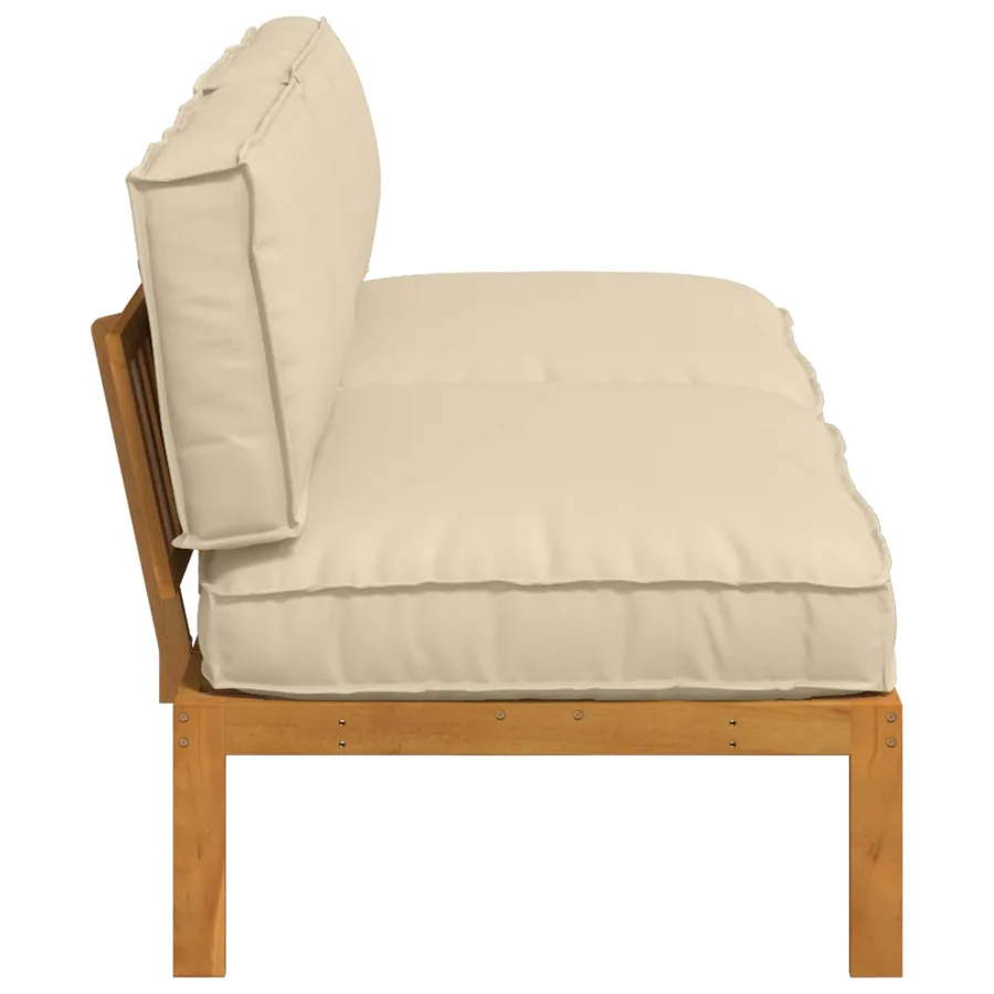 Ensemble de Canapés Uni 2 pcs Beige Bois d'Acacia Massif - 7
