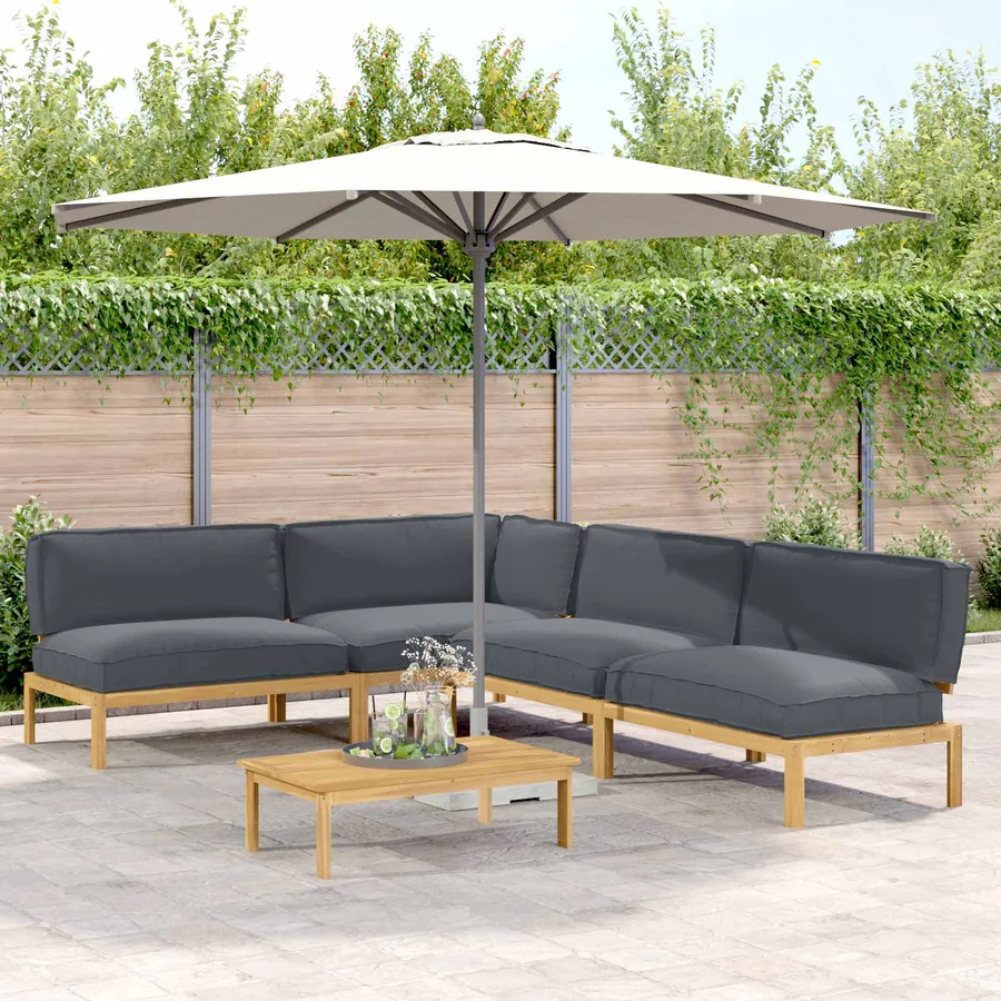 Ensemble de Canapés Uni 5 pcs Anthracite Bois d'Acacia Massif