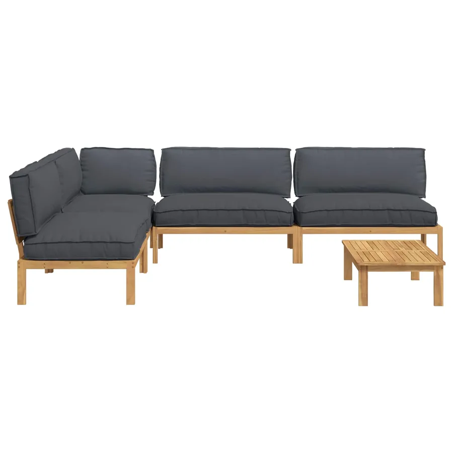Ensemble de Canapés Uni 5 pcs Anthracite Bois d'Acacia Massif - 11