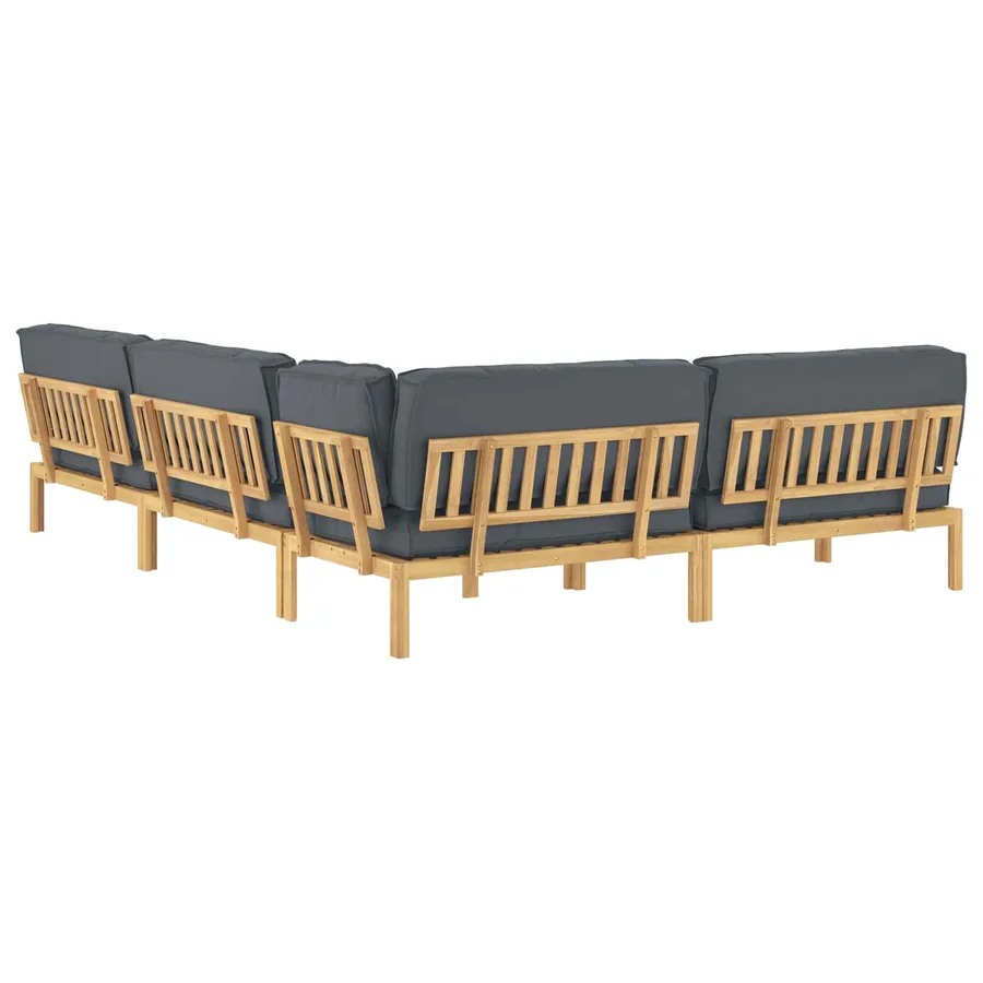 Ensemble de Canapés Uni 5 pcs Anthracite Bois d'Acacia Massif - 12