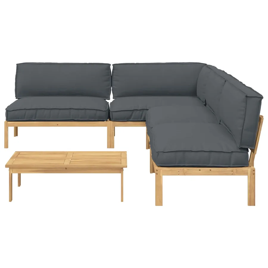 Ensemble de Canapés Uni 5 pcs Anthracite Bois d'Acacia Massif - 8