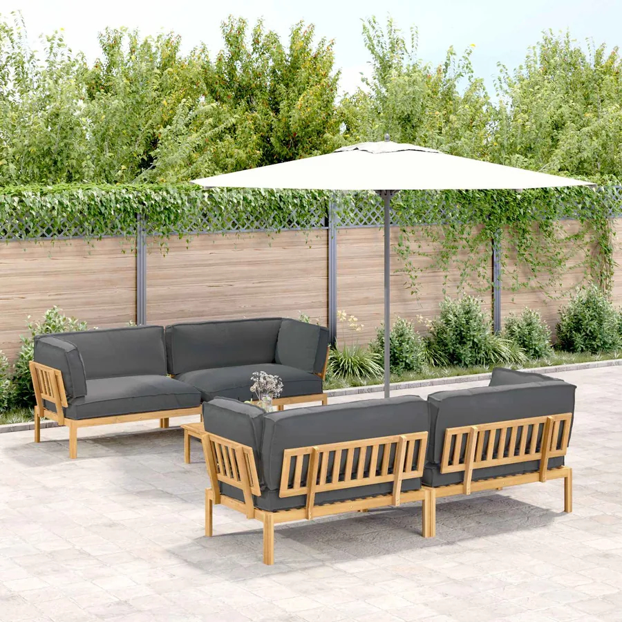 Ensemble de Canapés Uni 5 pcs Anthracite Bois d'Acacia Massif