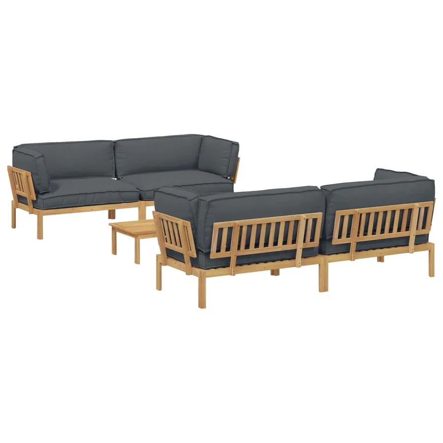 Ensemble de Canapés Uni 5 pcs Anthracite Bois d'Acacia Massif - 2