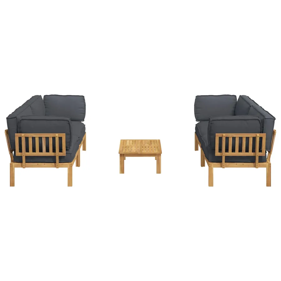 Ensemble de Canapés Uni 5 pcs Anthracite Bois d'Acacia Massif - 8