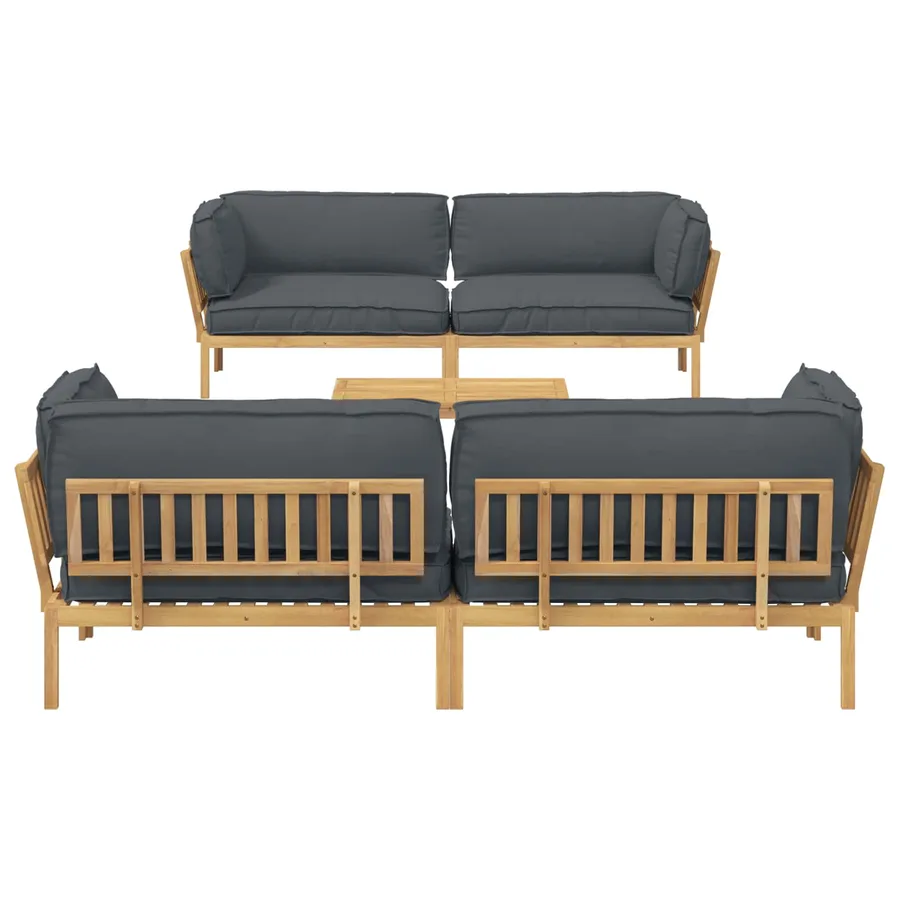 Ensemble de Canapés Uni 5 pcs Anthracite Bois d'Acacia Massif - 9