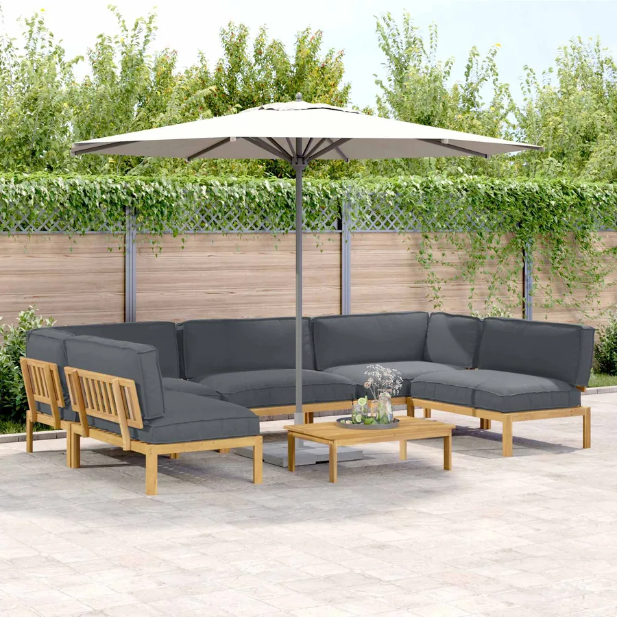 Ensemble de Canapés Uni 6 pcs Anthracite Bois d'Acacia Massif
