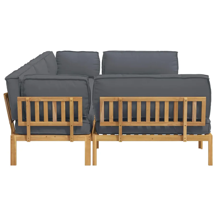 Ensemble de Canapés Uni 6 pcs Anthracite Bois d'Acacia Massif - 11