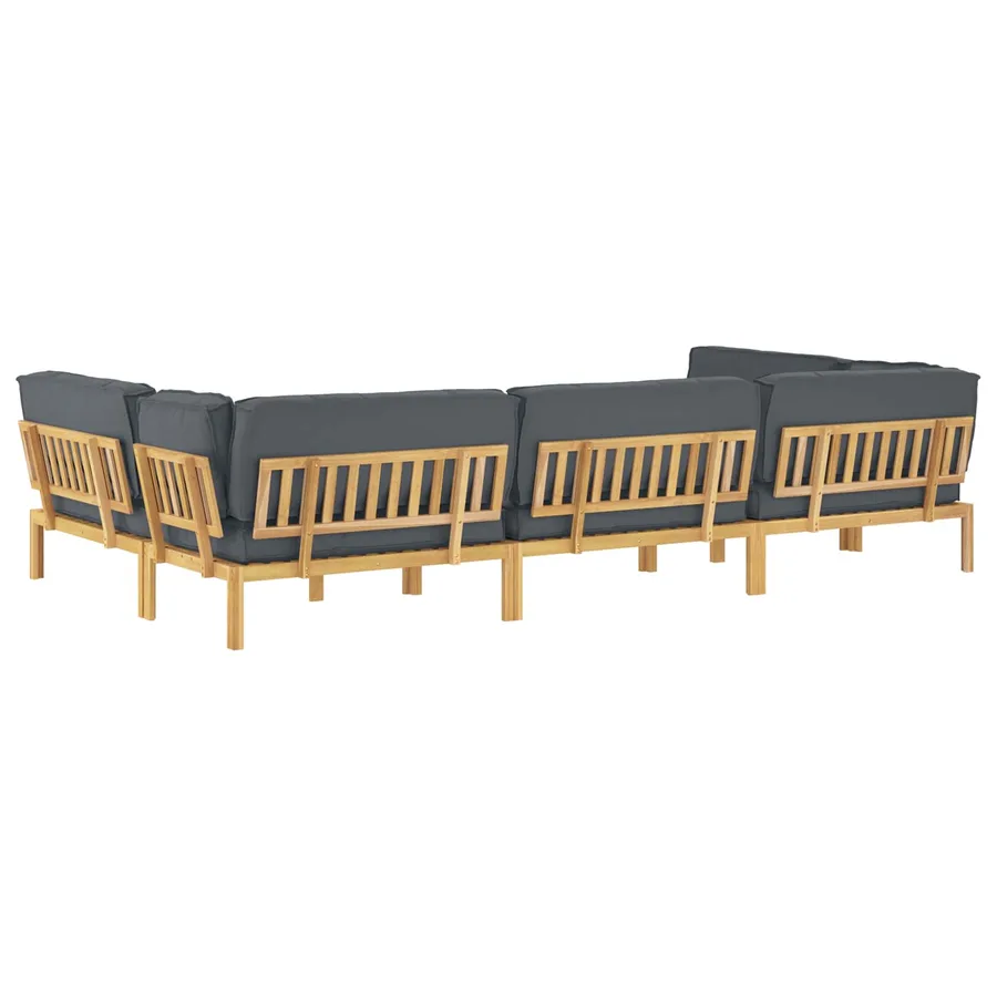 Ensemble de Canapés Uni 6 pcs Anthracite Bois d'Acacia Massif - 12
