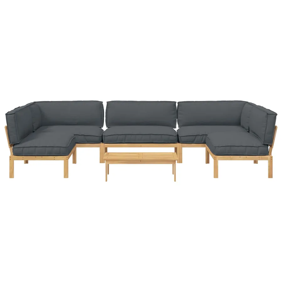 Ensemble de Canapés Uni 6 pcs Anthracite Bois d'Acacia Massif - 8