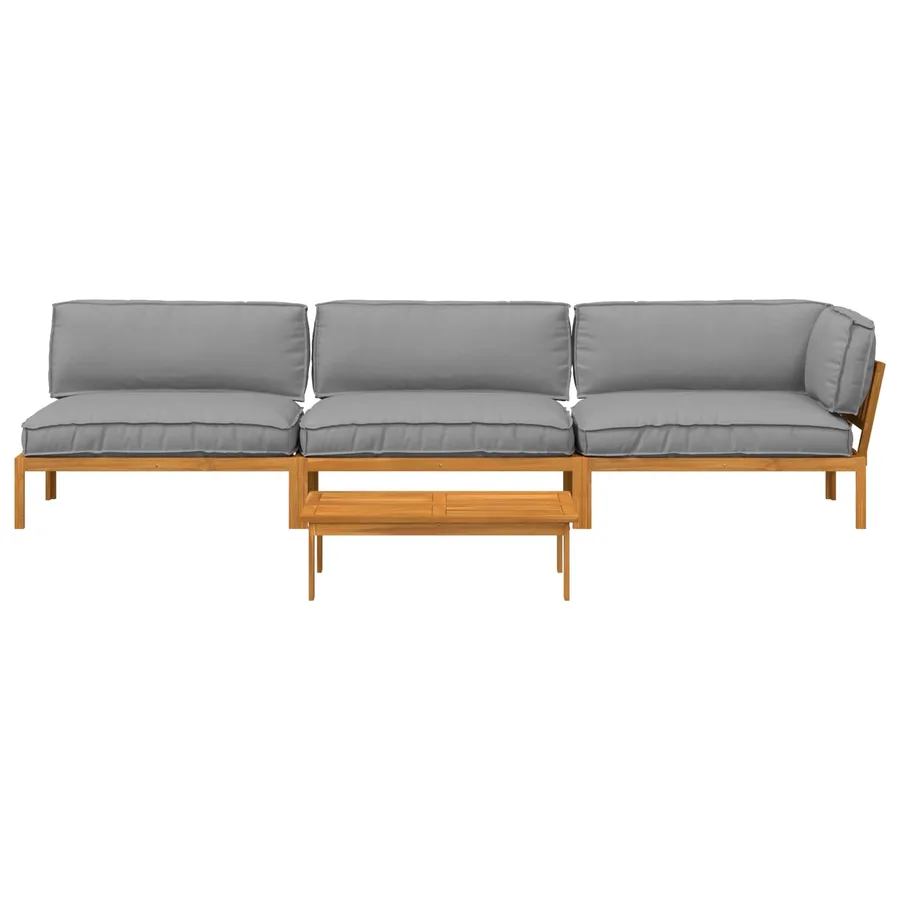 Ensemble de Canapés Uni 4 pcs Gris Bois d'Acacia Massif - 10