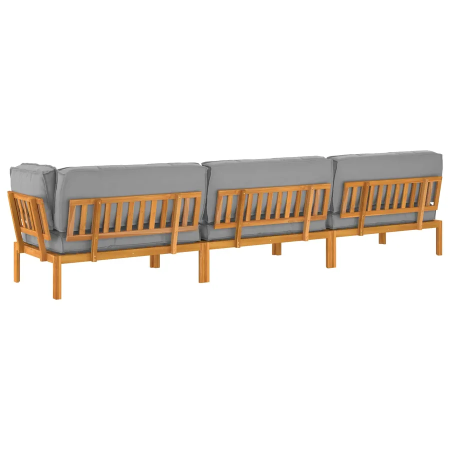Ensemble de Canapés Uni 4 pcs Gris Bois d'Acacia Massif - 12