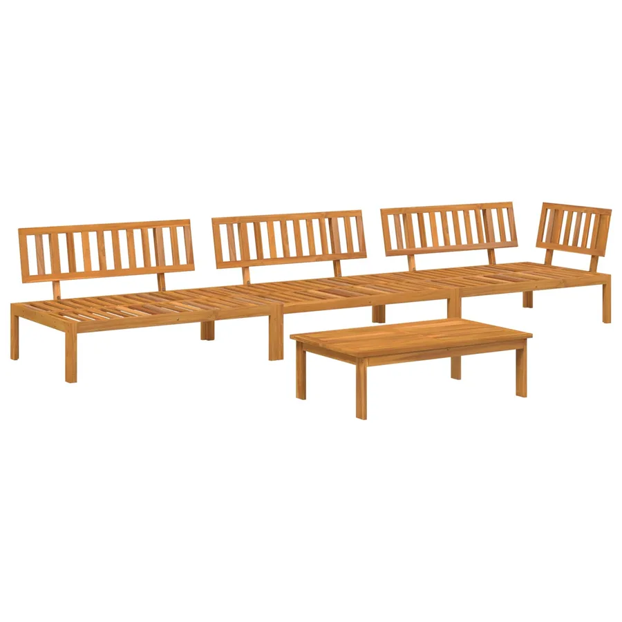 Ensemble de Canapés Uni 4 pcs Gris Bois d'Acacia Massif - 3
