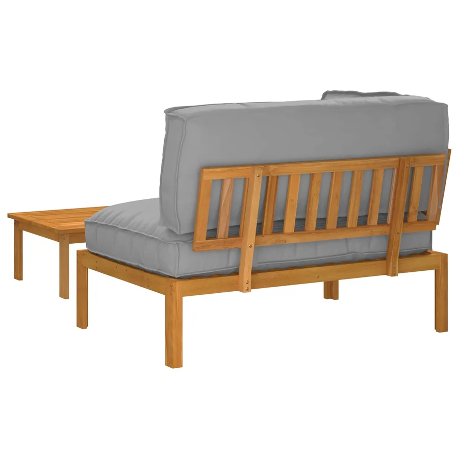 Ensemble de Canapés Uni 2 pcs Gris Bois d'Acacia Massif - 11