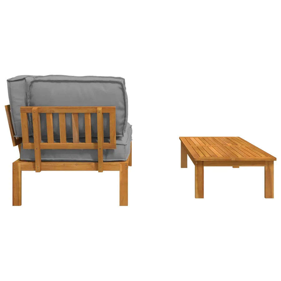 Ensemble de Canapés Uni 2 pcs Gris Bois d'Acacia Massif - 8