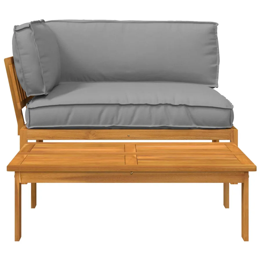 Ensemble de Canapés Uni 2 pcs Gris Bois d'Acacia Massif - 9