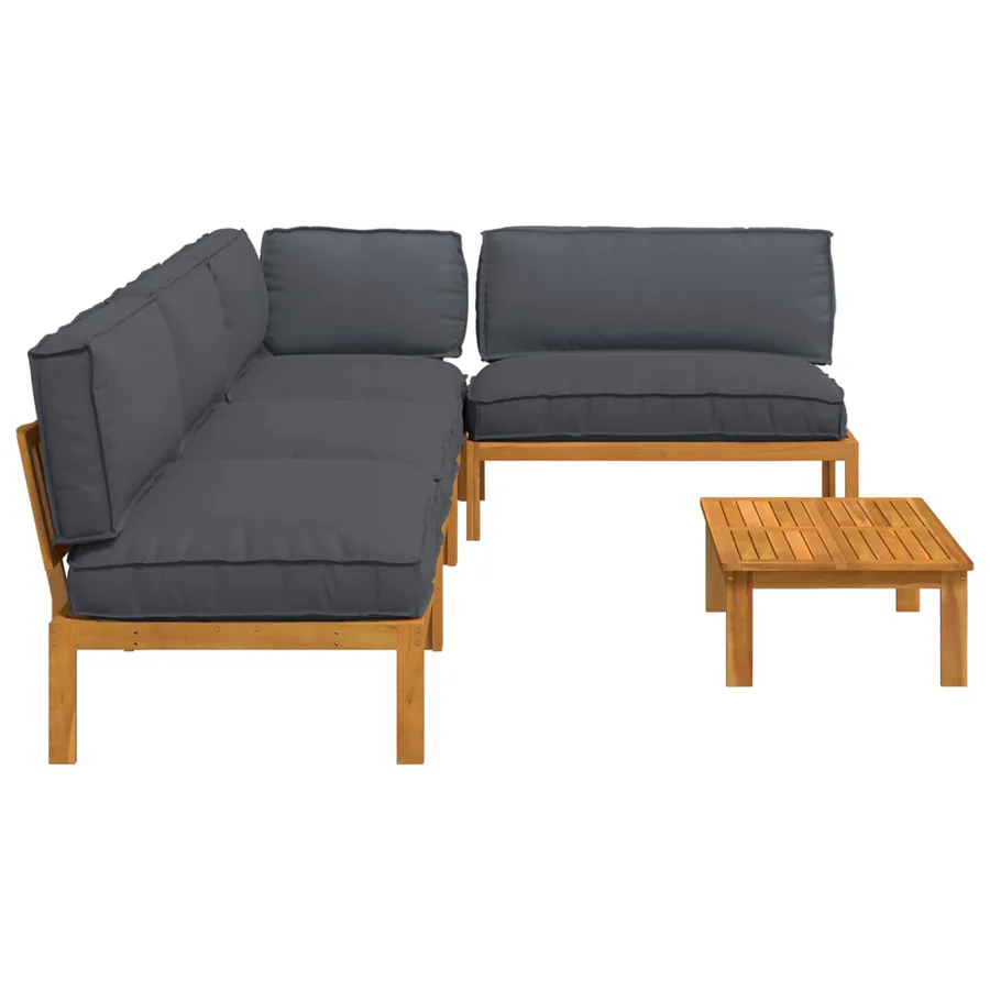 Ensemble de Canapés Uni 5 pcs Anthracite Bois d'Acacia Massif - 11